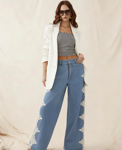 Blue Jeans with Lace Details