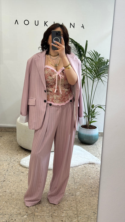 Striped Suit Set in Pink