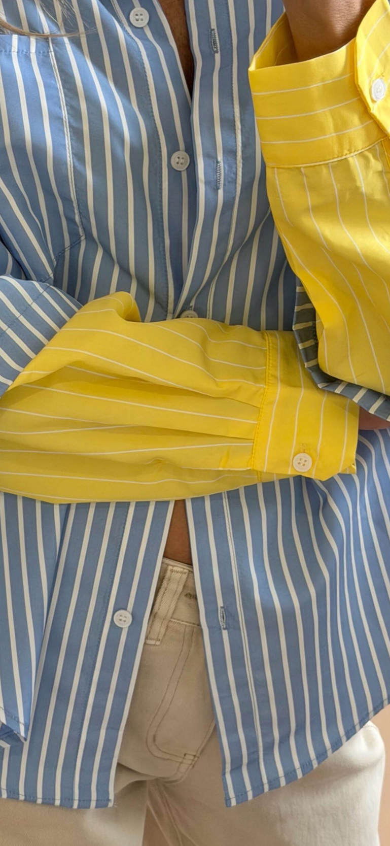Shirt in blue color with yellow