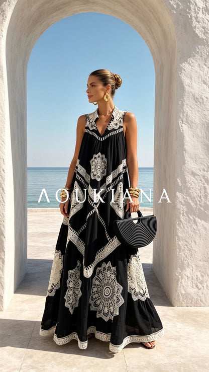 Maxi Dress with Lace Embroidery