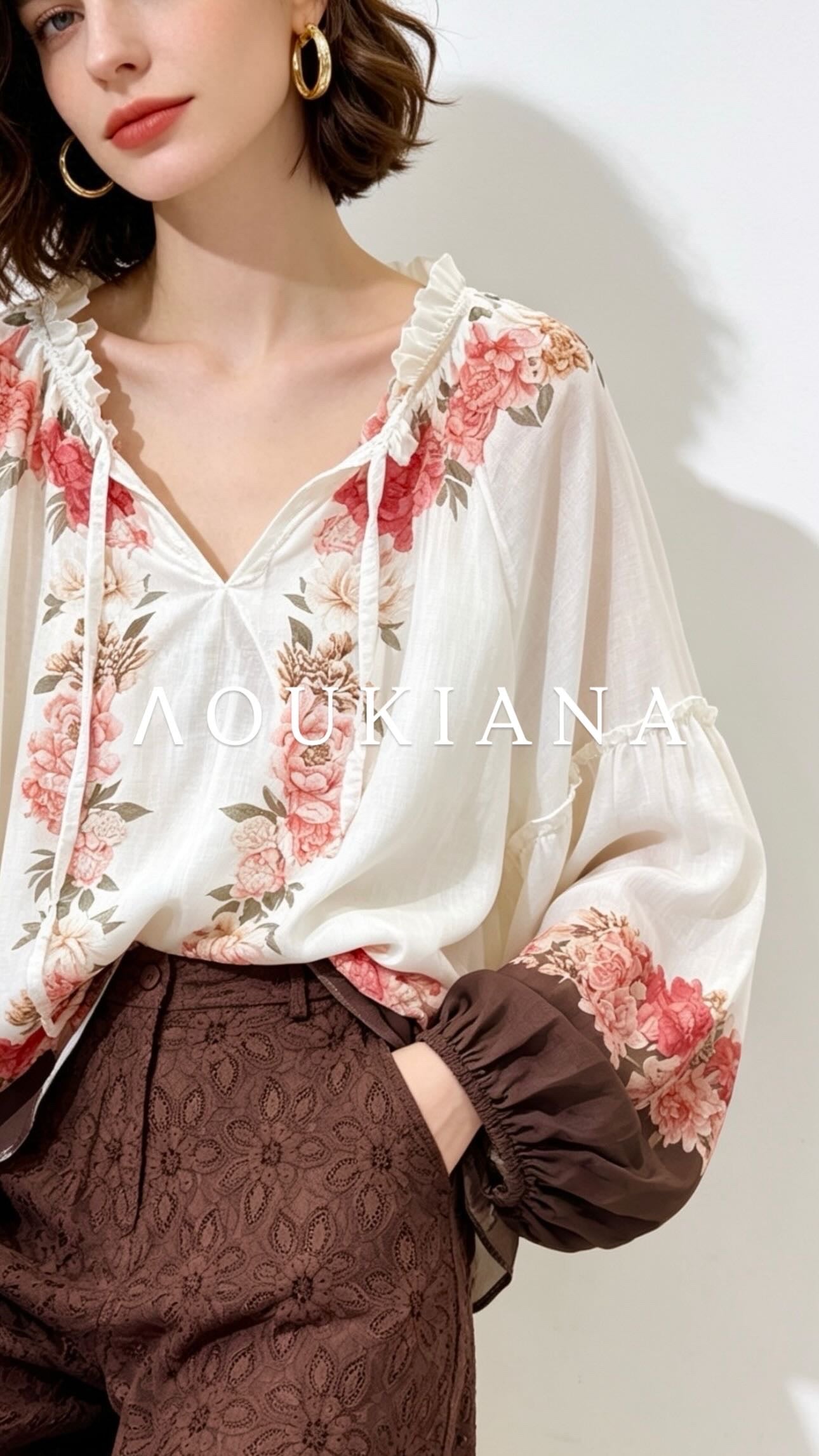 Blouse with Romantic Flower Print