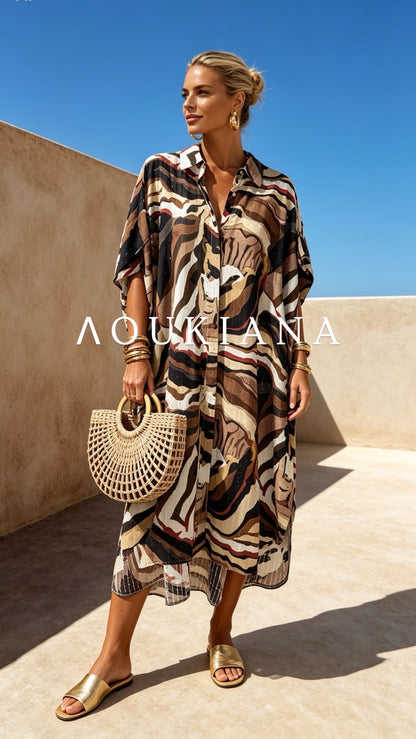 Shirt Dress in Brown Tones