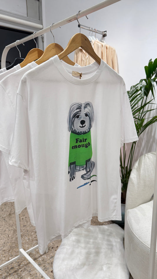 T-Shirt with Fun Print in White