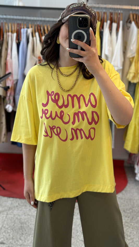 Yellow T-Shirt with Text Print