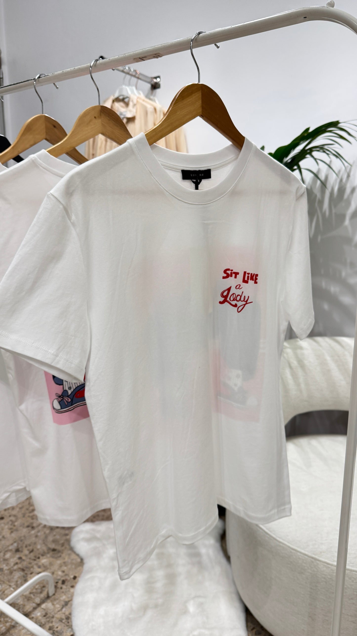T-Shirt with Fun Print in White