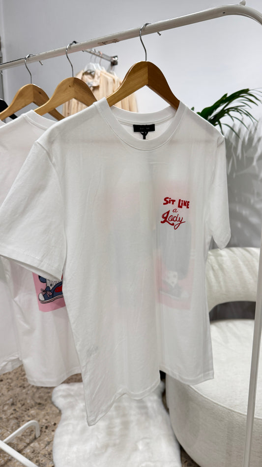 T-Shirt with Fun Print in White