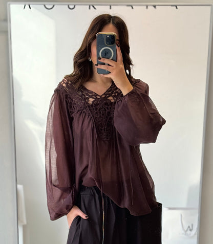 Top with Lace in Bordeaux