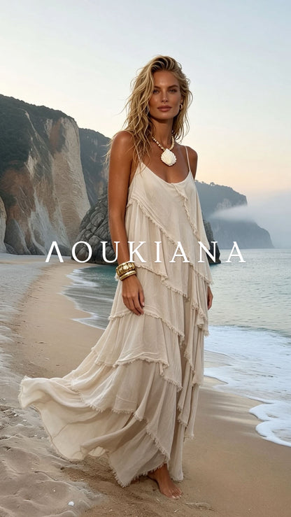 Layered Maxi Dress in White