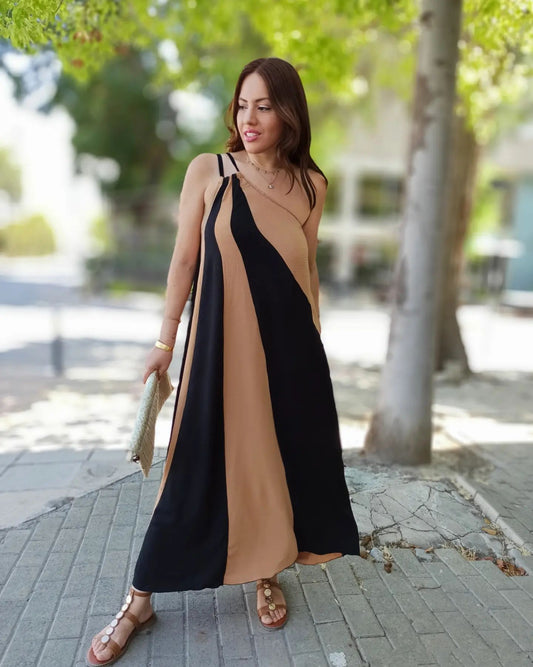 Maxi Dress in Black & Brown