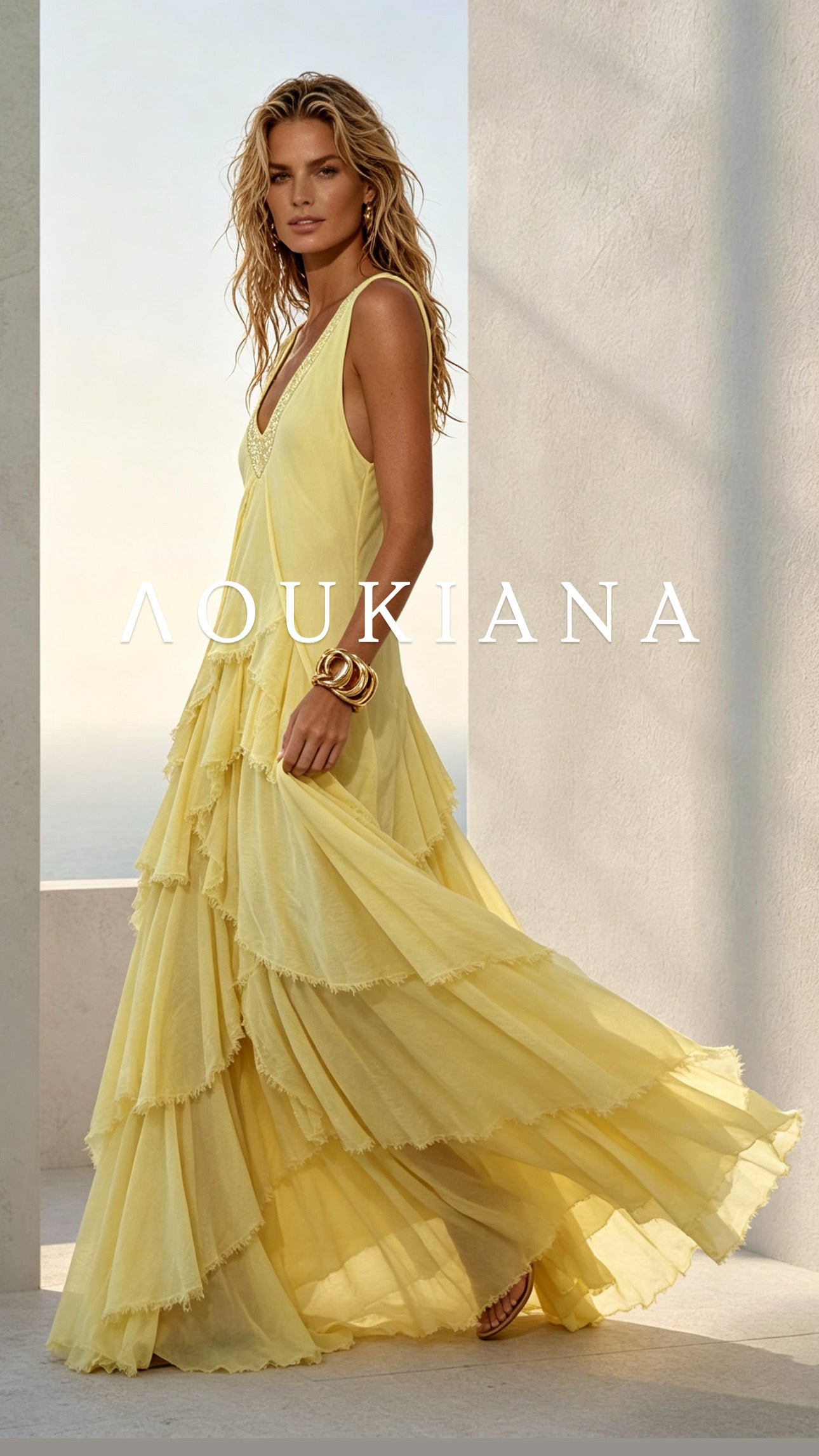 Layered Maxi Dress in Yellow