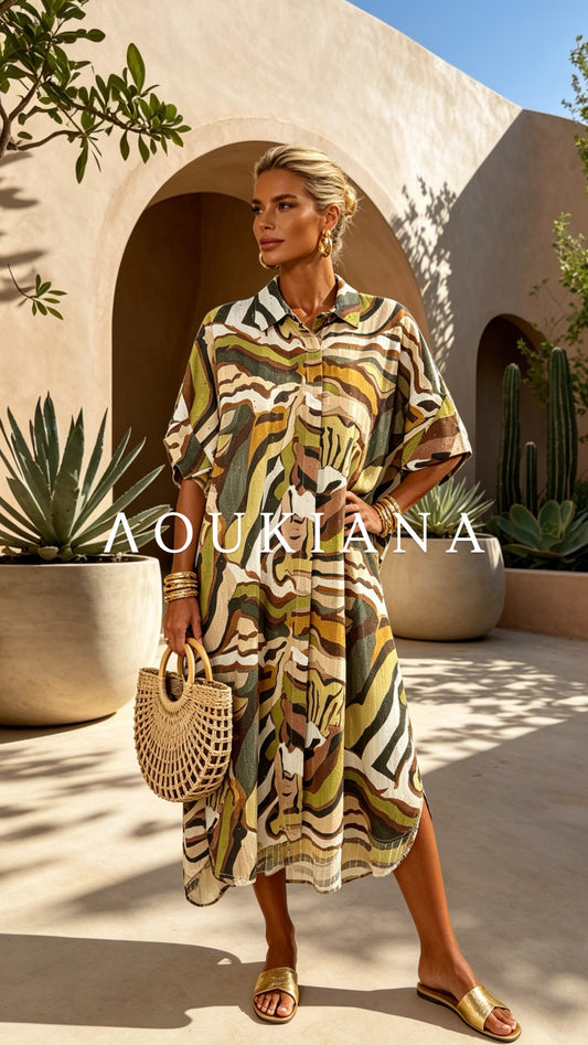 Shirt Dress in Green Tones
