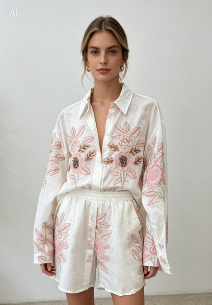 Embroidered Set in Cream