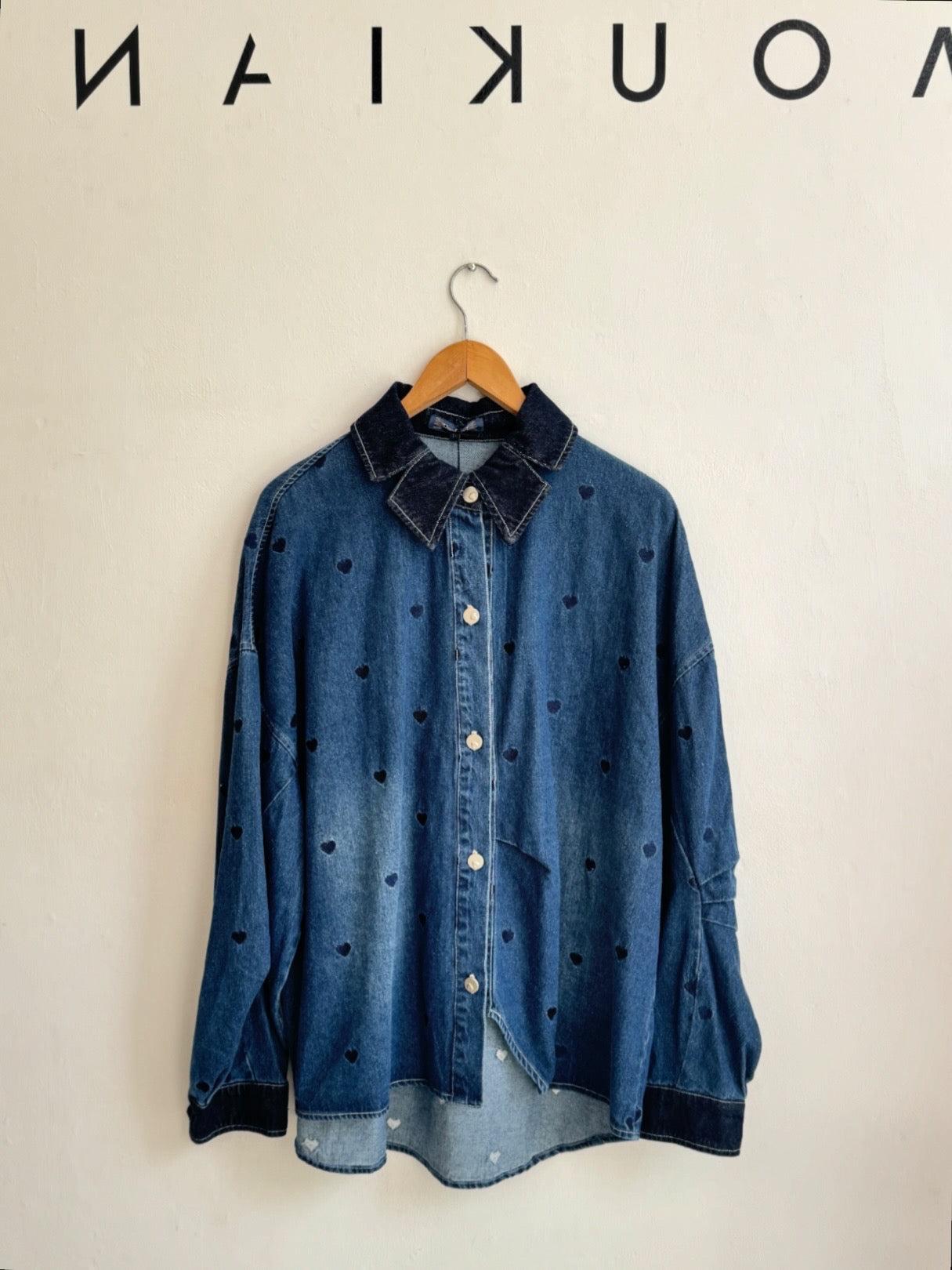 Denim Shirt with Heart Details