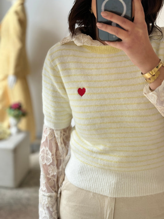 Knitted Top in Yellow Stripe
