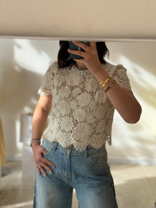 Embroidered Top in Light Yellow