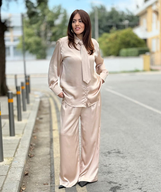 Satin Set in Beige