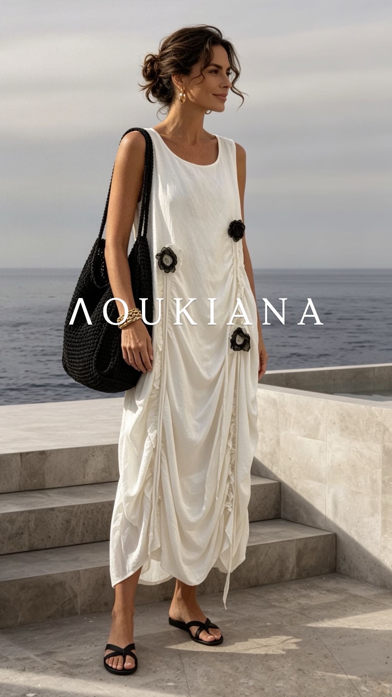White Dress with Flower Details