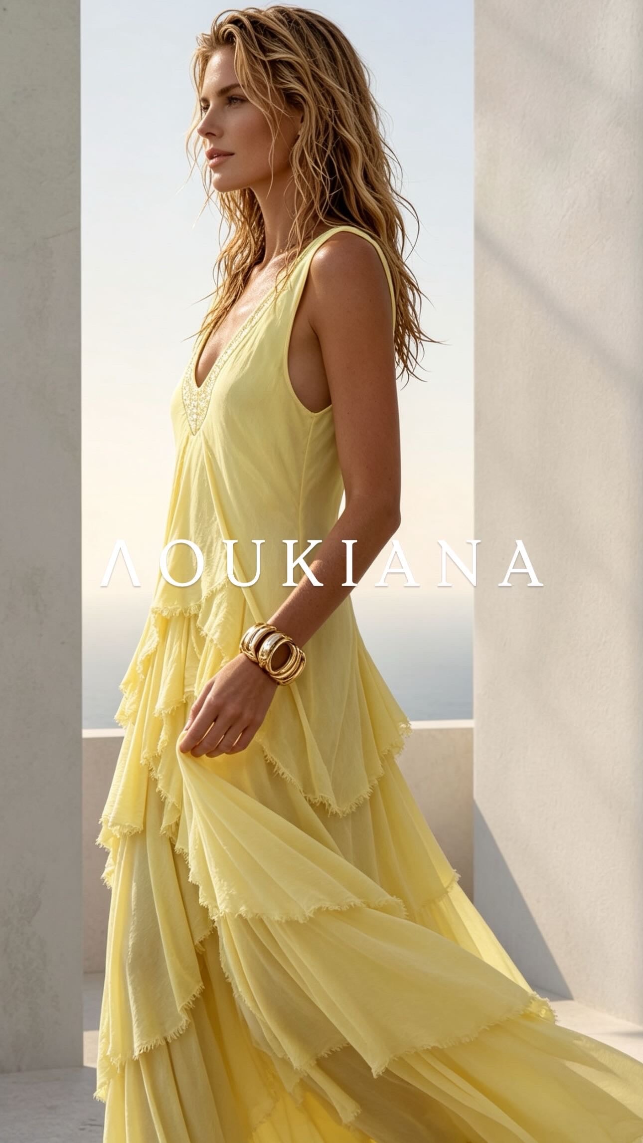 Layered Maxi Dress in Yellow