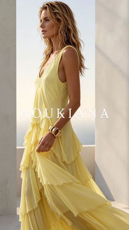 Layered Maxi Dress in Yellow