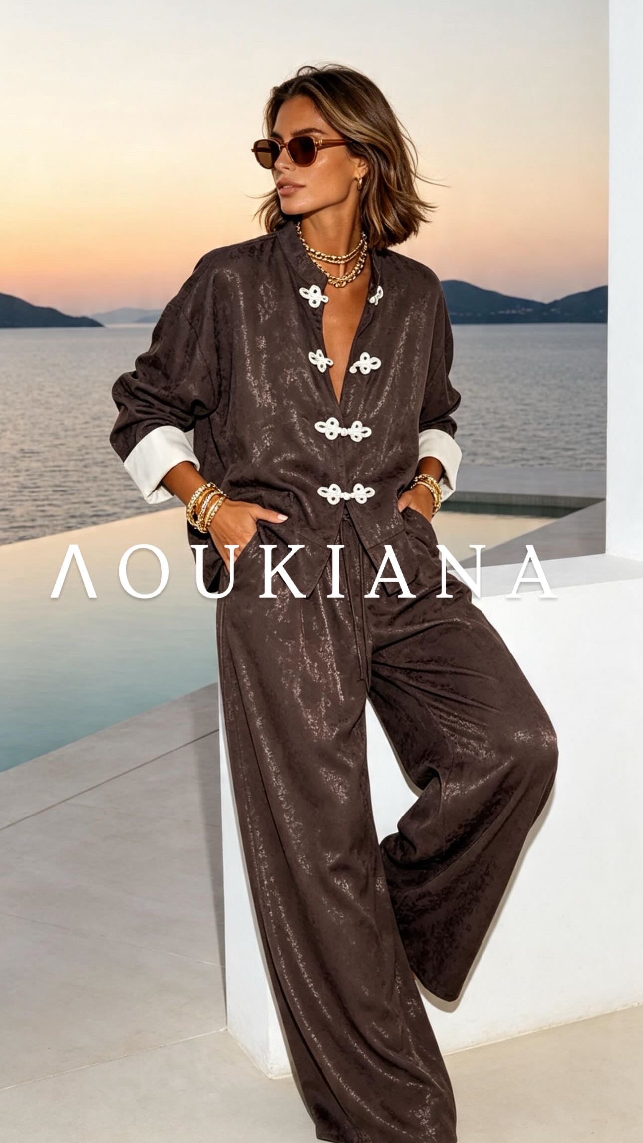 Elegant set in brown color