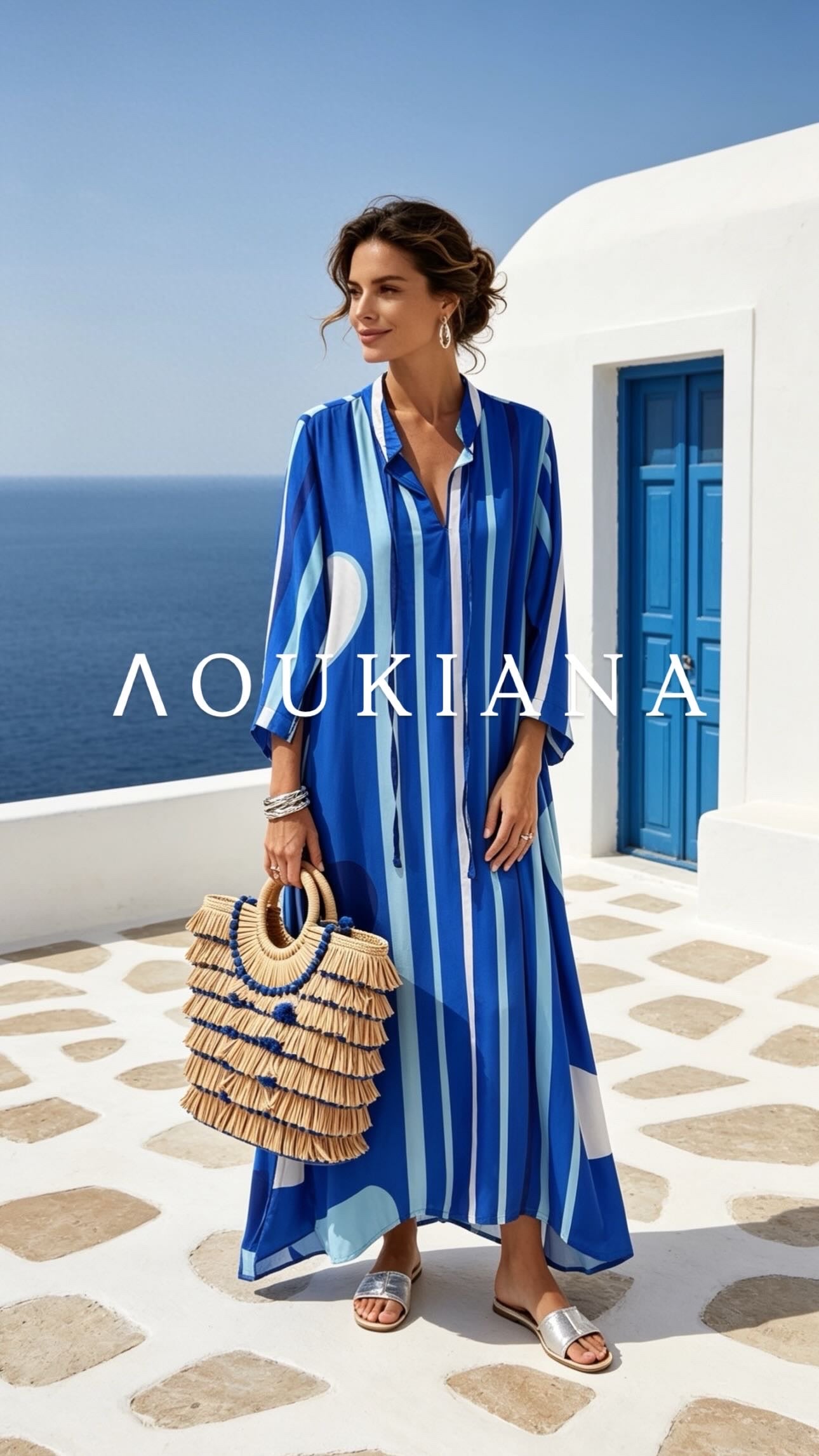 Elegant airy dress in blue color