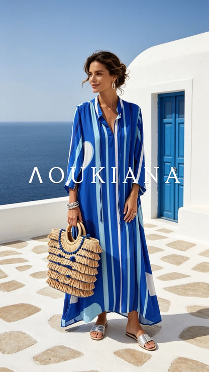 Elegant airy dress in blue color