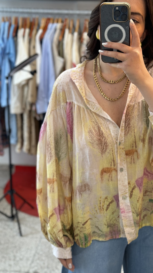 Relaxed Shirt in Yellow Print