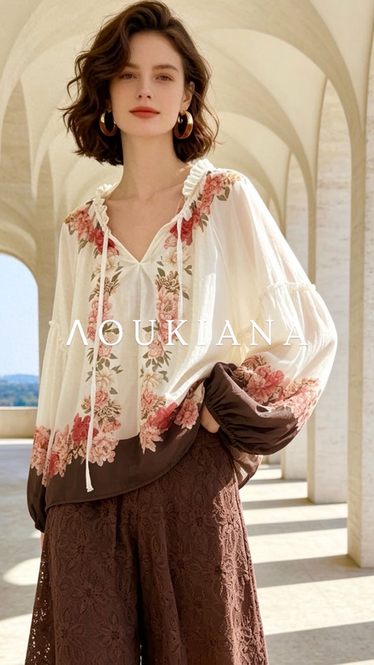 Blouse with Romantic Flower Print