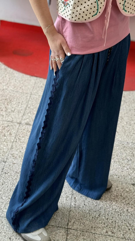 Wide Leg Trousers in Denim