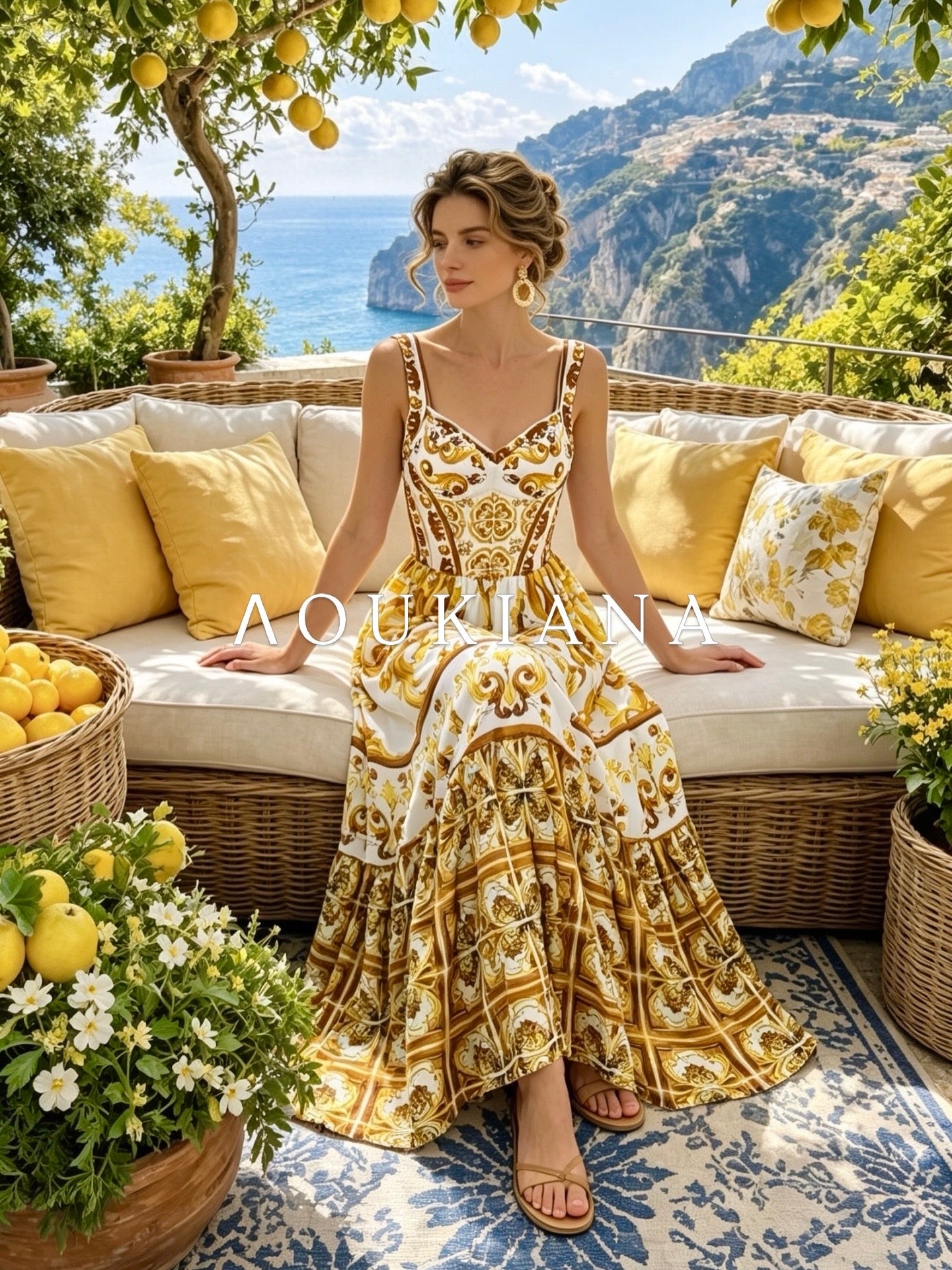 Summer Dress with Yellow Print
