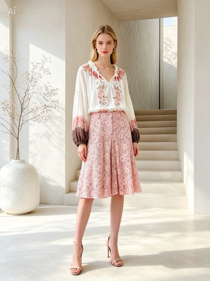 Lace bermuda in Pink