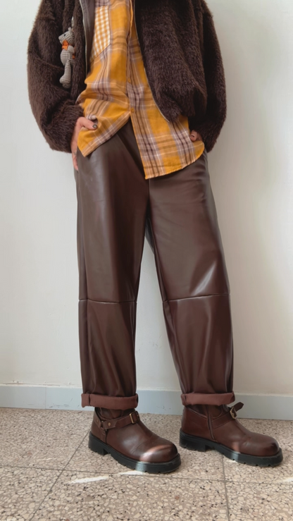 Leather Trousers in Brown