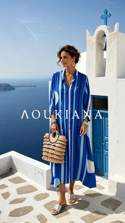 Elegant airy dress in blue color