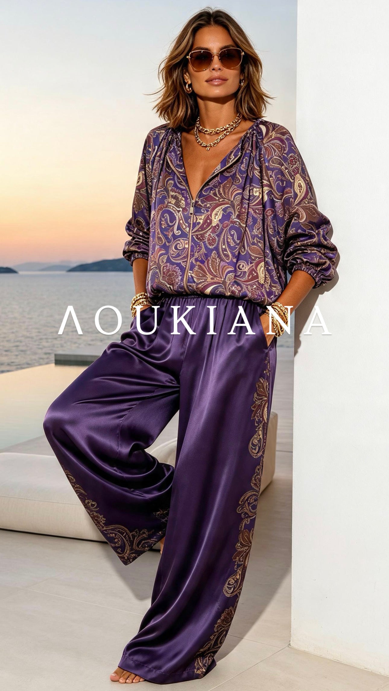 Printed set in violet colour