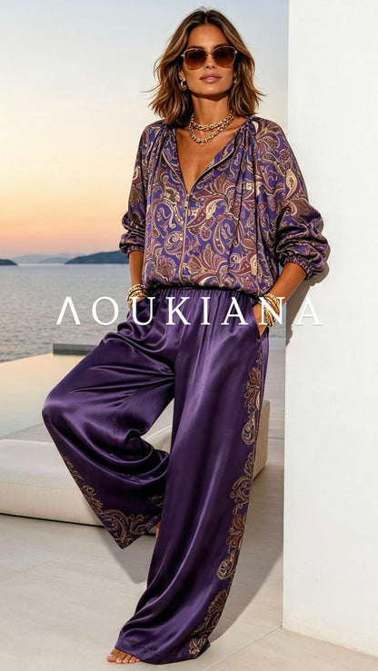 Printed set in violet colour