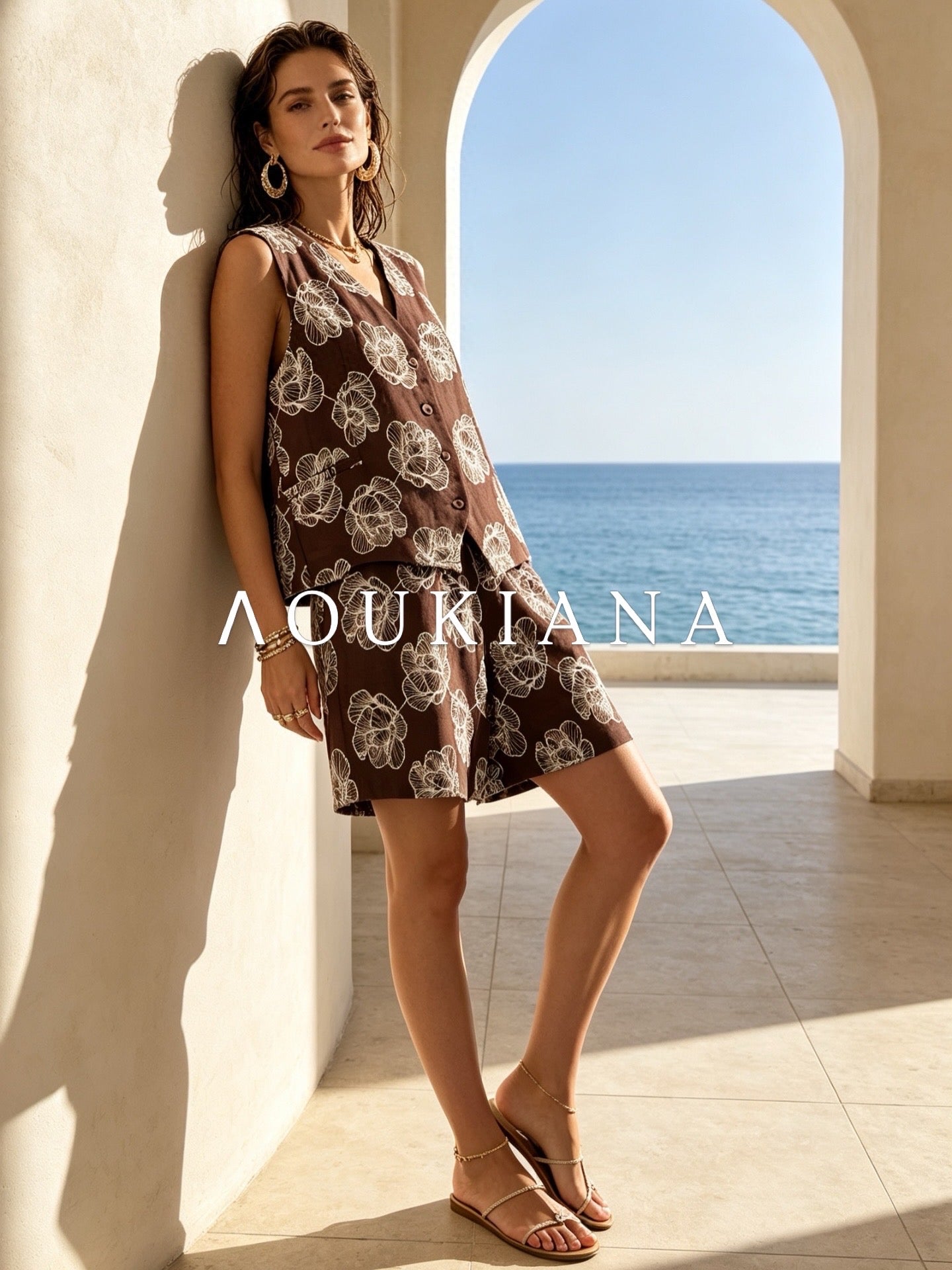 Embroidered Set in Brown