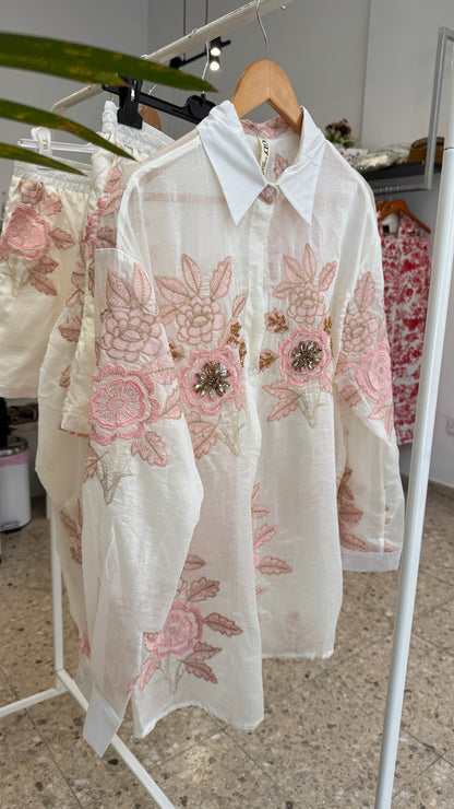 Embroidered Set in Cream