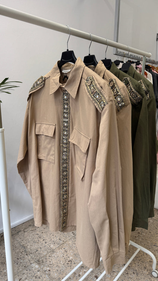Coat Shirt in Beige