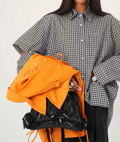 Shirt with Elbow Cutout in Black & White