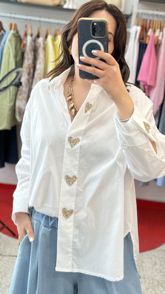 White Shirt with Heart Details