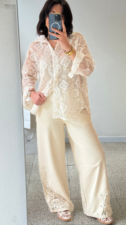 Lace Shirt in Cream