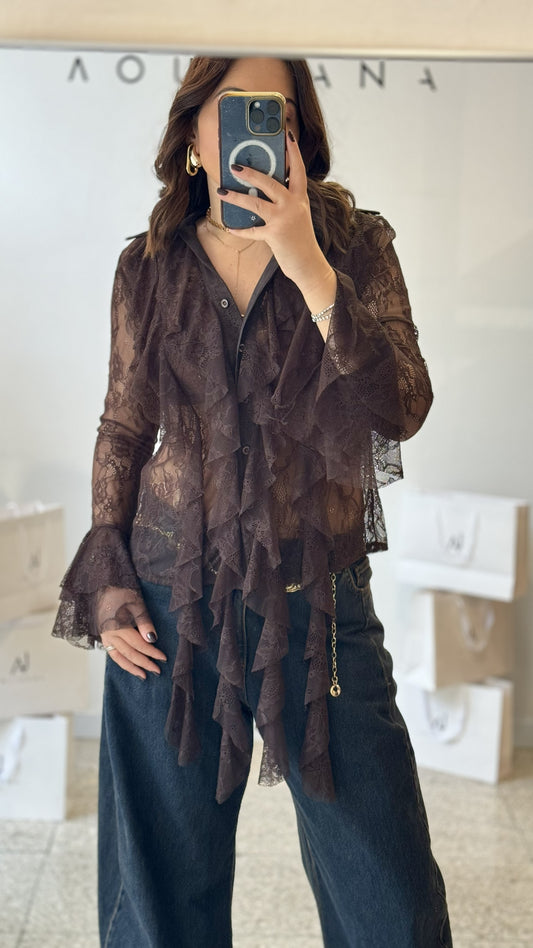 Lace Shirt in Brown
