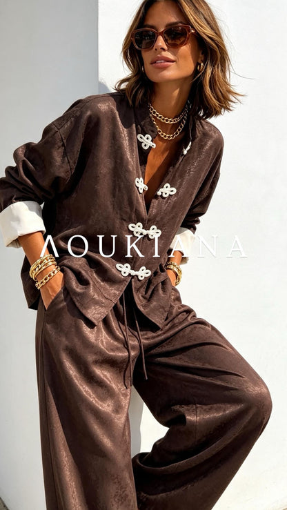 Elegant set in brown color