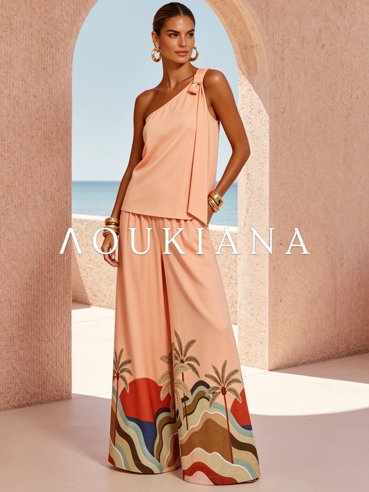 Tropical Print Set in Beige