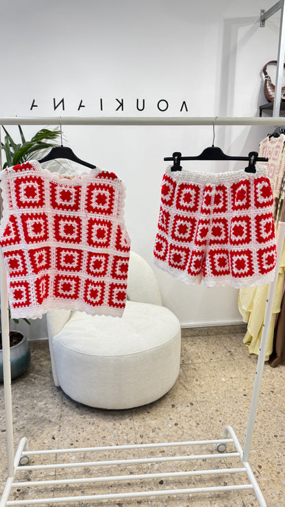 Crochet Set in Red & White