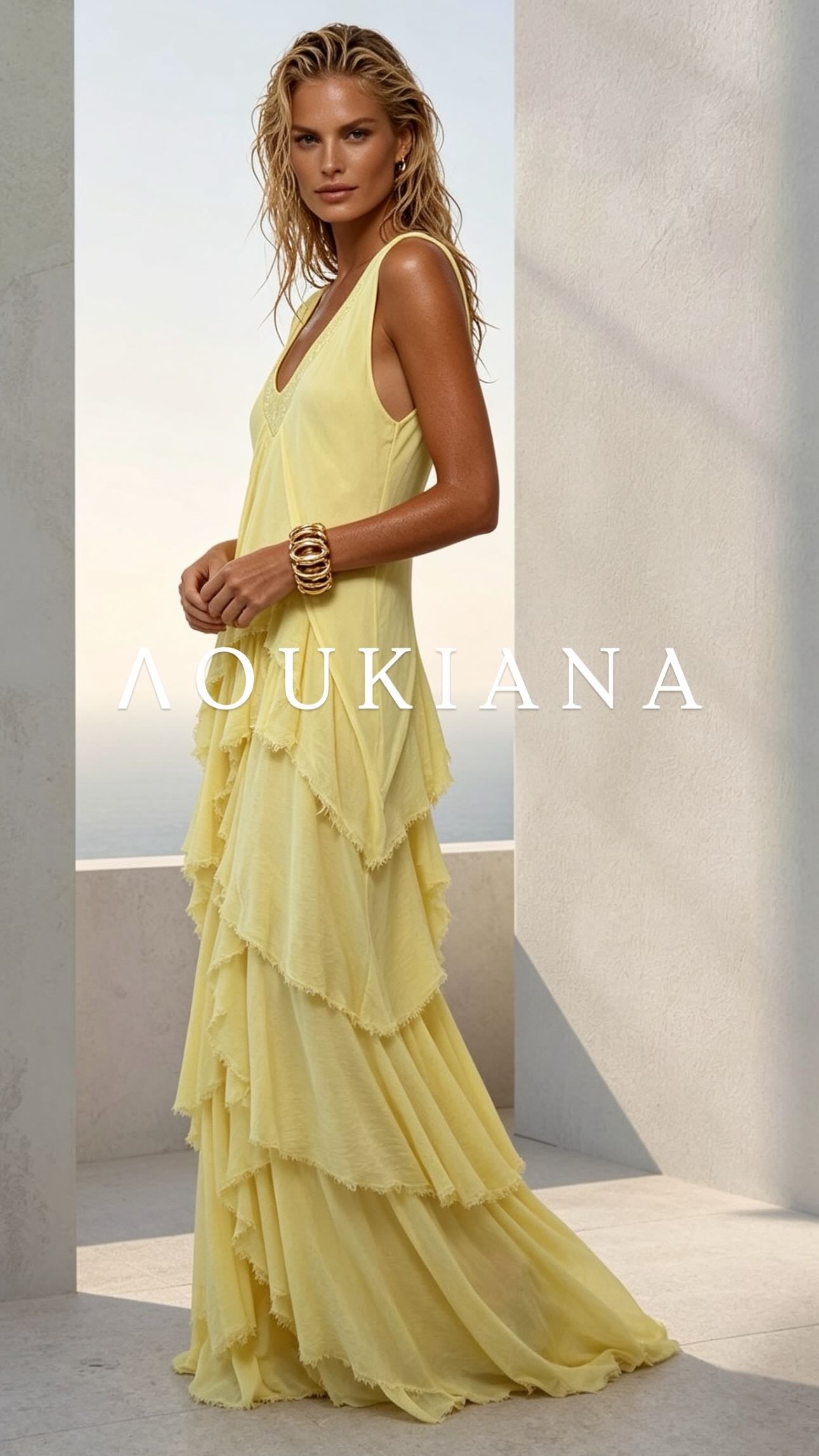 Layered Maxi Dress in Yellow
