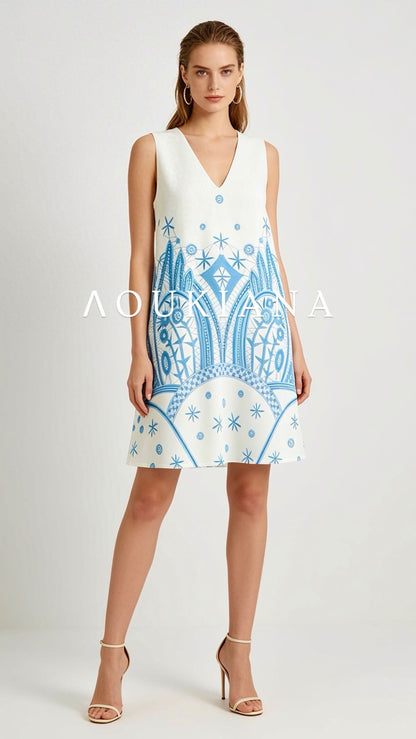 Summer Dress in Blue & White