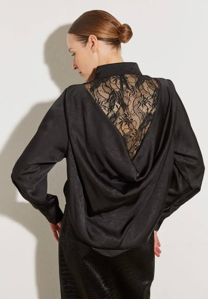 Shirt with Lace Back in Black