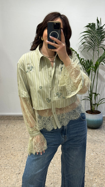 Striped Shirt with Lace