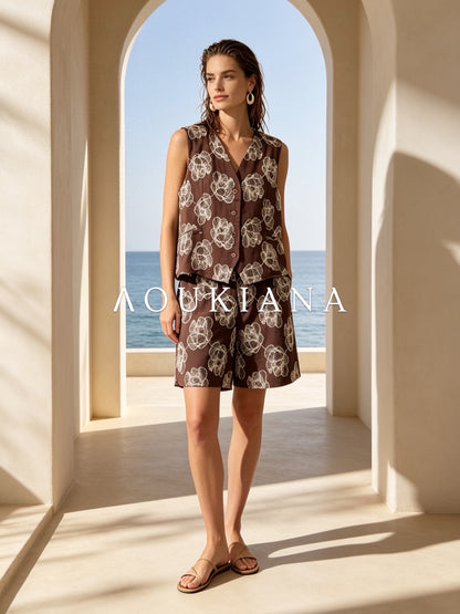 Embroidered Set in Brown